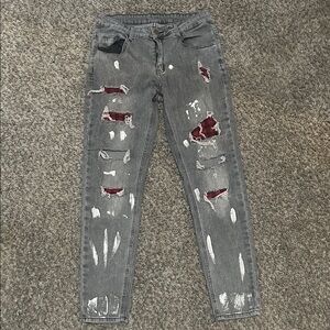 Distressed Gray Jeans